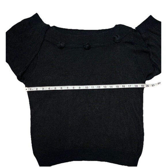 Yves de Valere Black Knit Sweater Vintage Women Fabric‎ Knot Embellish EU 40 - Picture 6 of 9